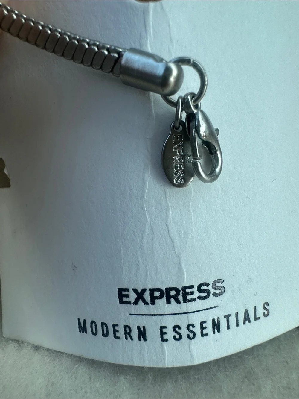 Express Modern Essentials New Silver-Tone Herringbone Bracelet with Branded Tag